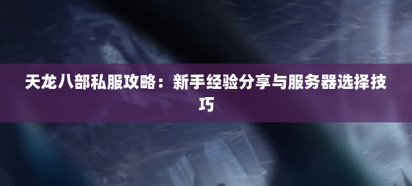 天龙八部私服攻略：新手经验分享与服务器选择技巧